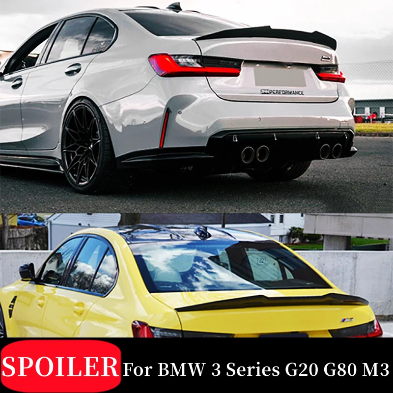 

For 2020 21 22 23 BMW 3 Series G20 G80 M3 320i 325i 328i Carbon Fibe Rear Trunk Lid Boot Ducktail Spoiler Wings Car Accessories