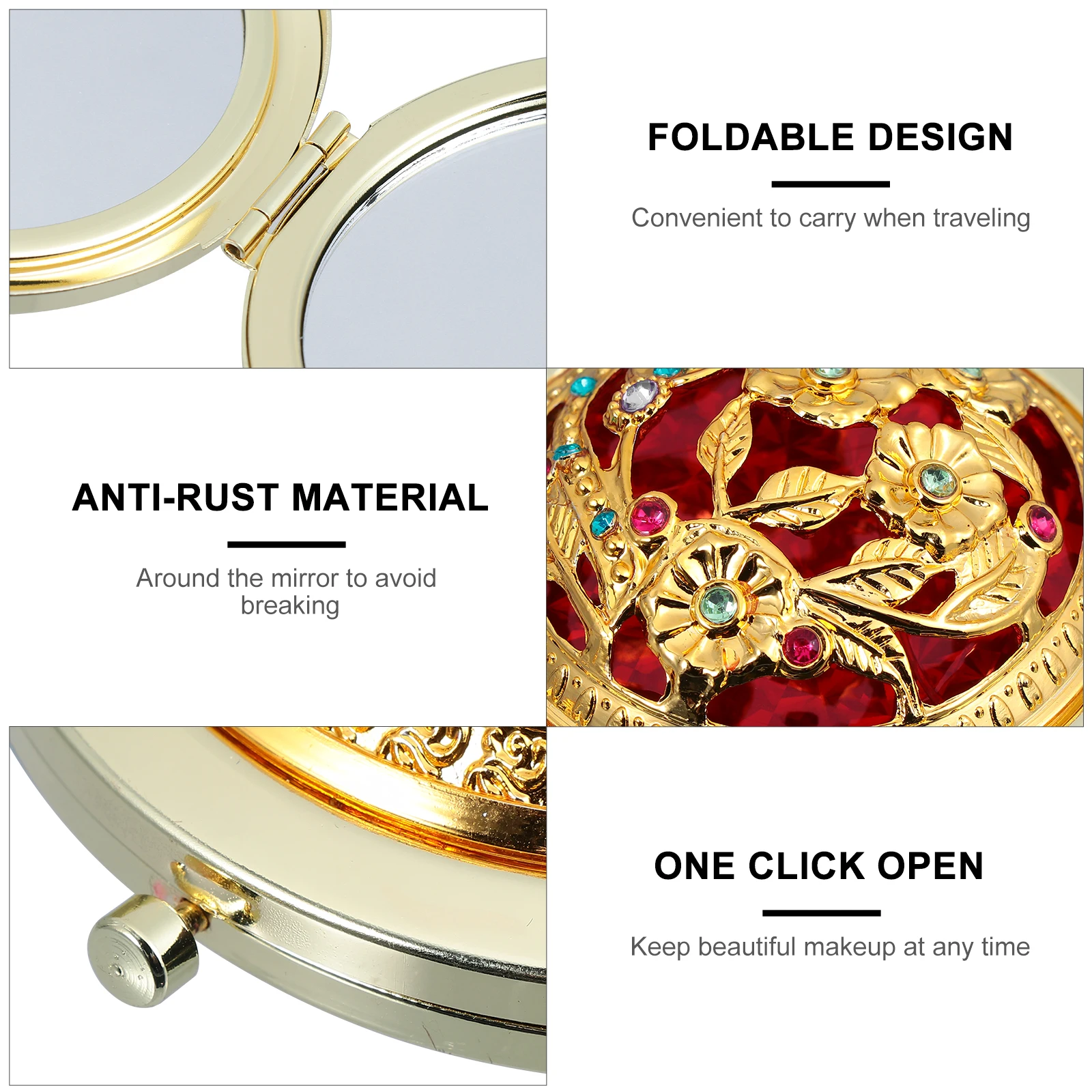 2 szt. Kompaktowe lusterko do makijażu składane dwustronne z powierzchnią o wysokiej rozdzielczości, przenośne lusterko dla kobiet w podróży
