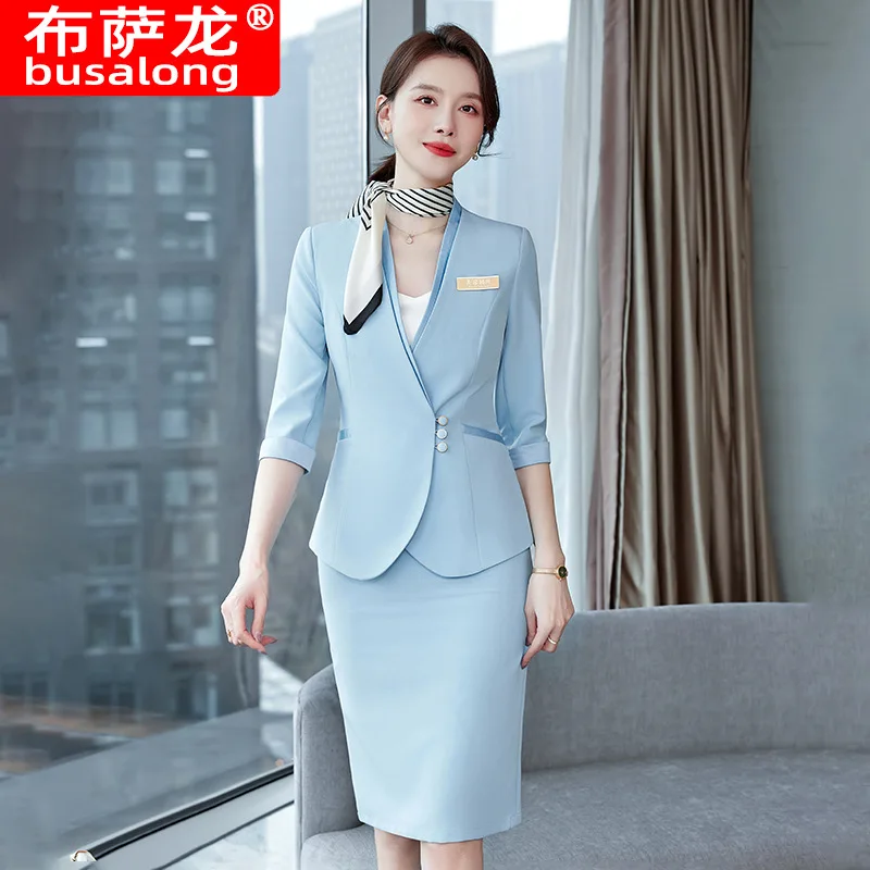 Pink Suit Women's Formal Wear Women's Fashion White Collar Office Worker Formal WearOLProfessional Beautician Work Clothes Workw