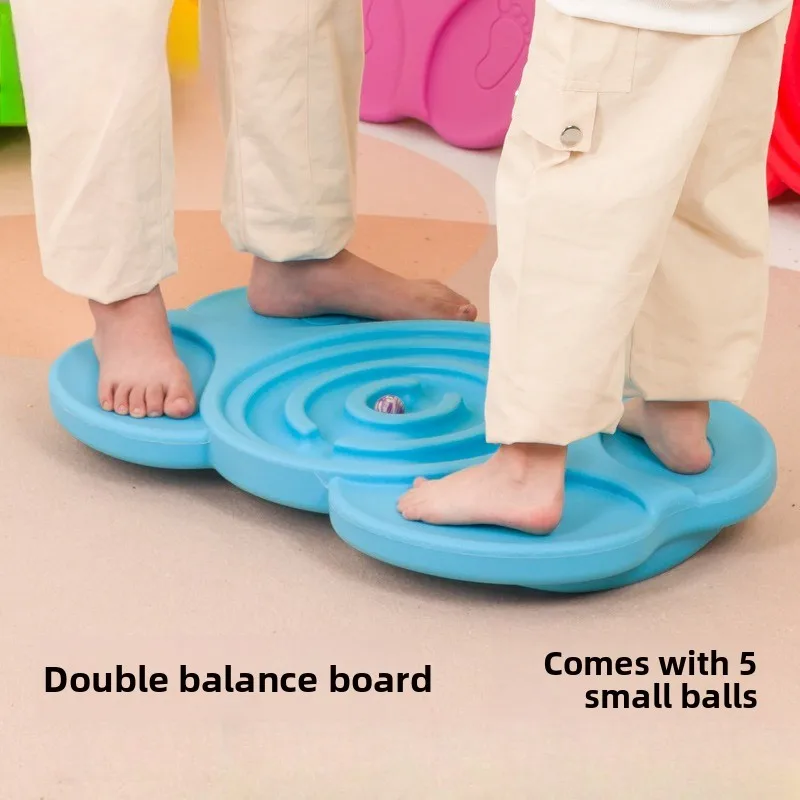 Sensory Body Building Training Tools, Balance Board Table, Wooden Home Sports Portable Fitness Equipment Vestibule Toy Seesaw