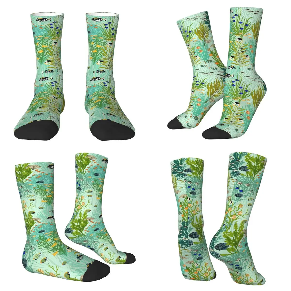 

Underwater World Fish Pattern Socks Harajuku Super Soft Stockings All Season Long Socks for Unisex Valentine's Day Gifts