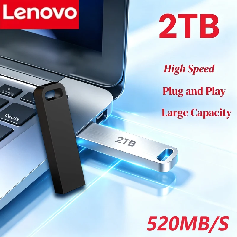 Lenovo Metal USB Adapter Flash Drive USB 3.0 128GB 256GB 512GB High Speed Metal Mini U Disk Pendrive 1TB 2TB Memory Stick