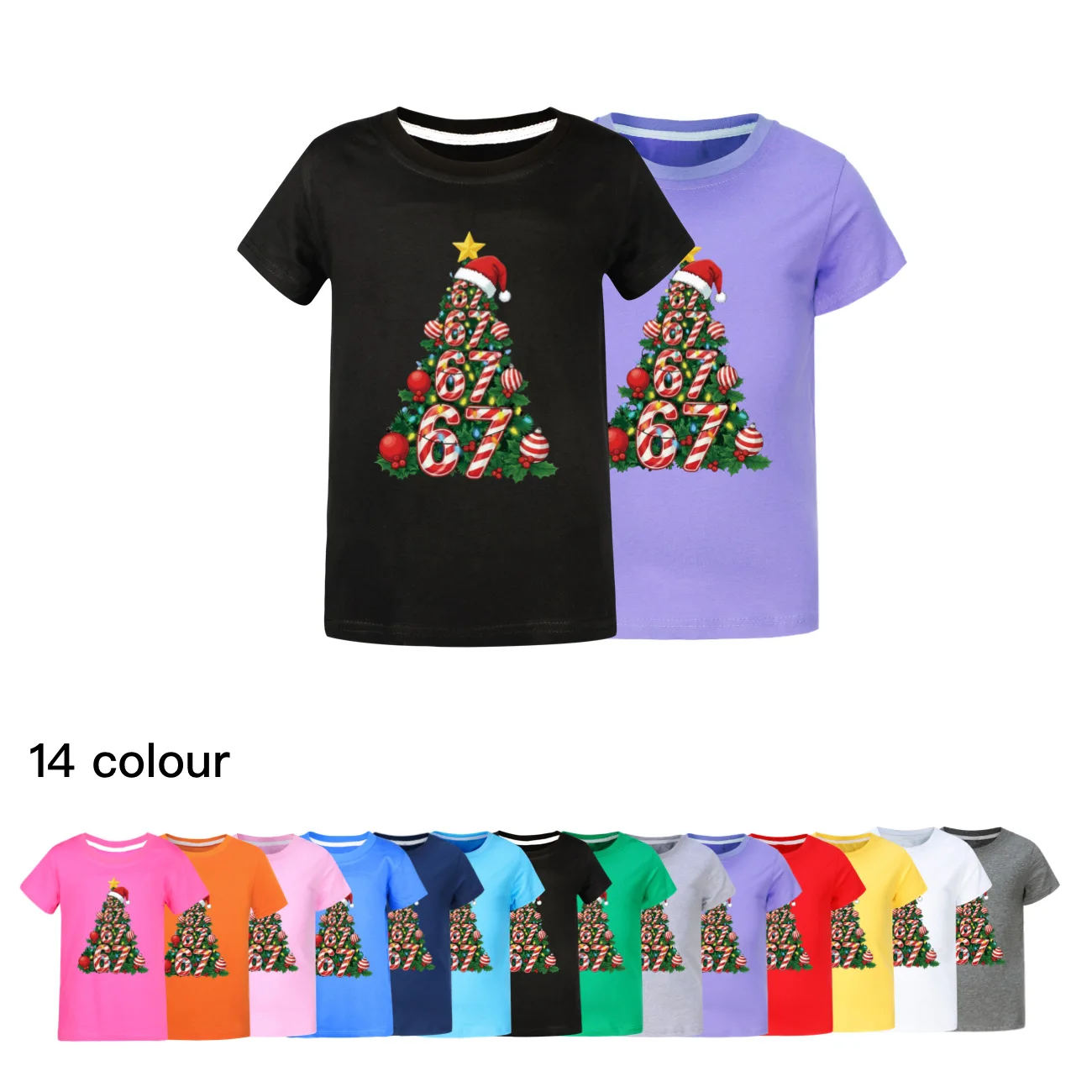 عيد الميلاد ستة سبعة Camisetas الاطفال 67 Brainrot التي شيرت الفتيان الصيف قصيرة الأكمام بلايز الفتيات القطن الخالص تي شيرت ملابس الأطفال #2