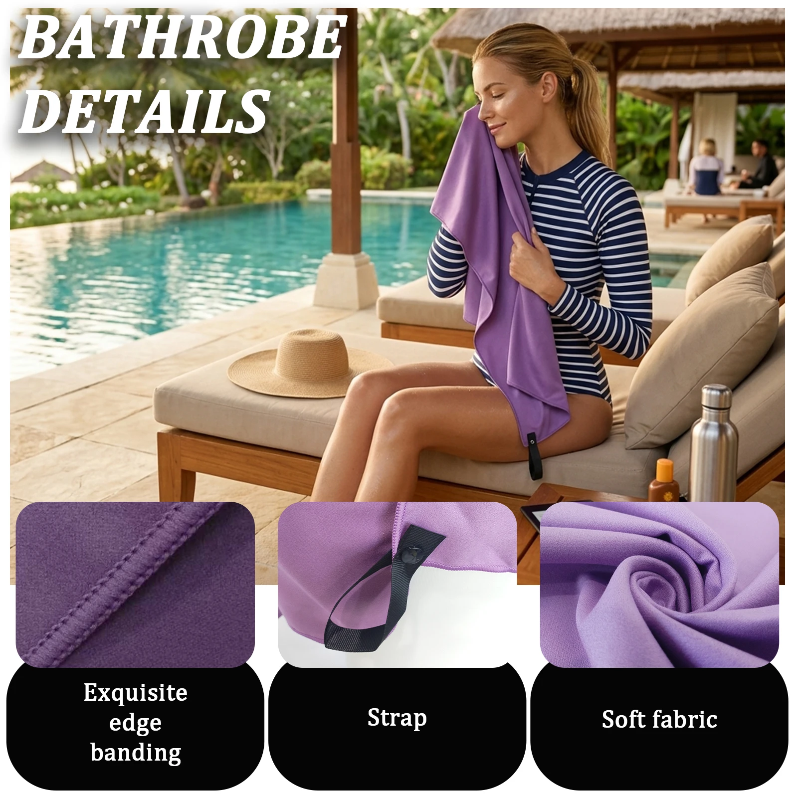 Microfiber Beach Towel, Quick Dry Super Absorbent Lightweight Towel for Swimming Beach Camping Travel Unisex
