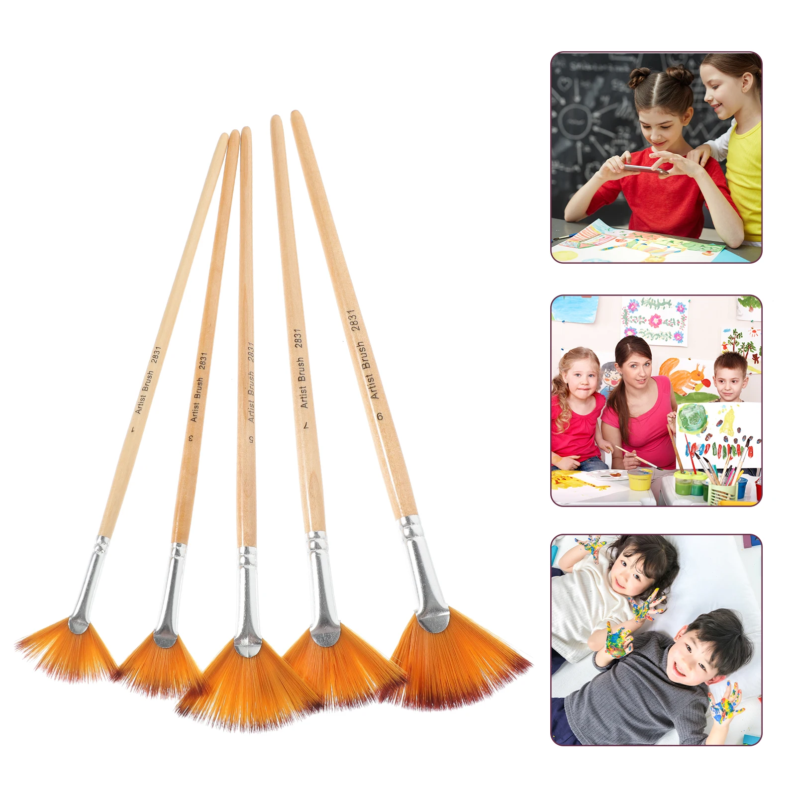 

5pcs Nylon Paint Brushes Portable Watercolor Set For Stencils Acrylic Fabric Durable Ergonomic Handle Easy Clean Art