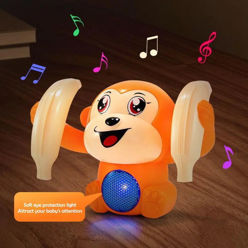 Bebê macaco brinquedo educacional rolando dos desenhos animados com música luz led para o tempo do bebê ativado por voz para meninos