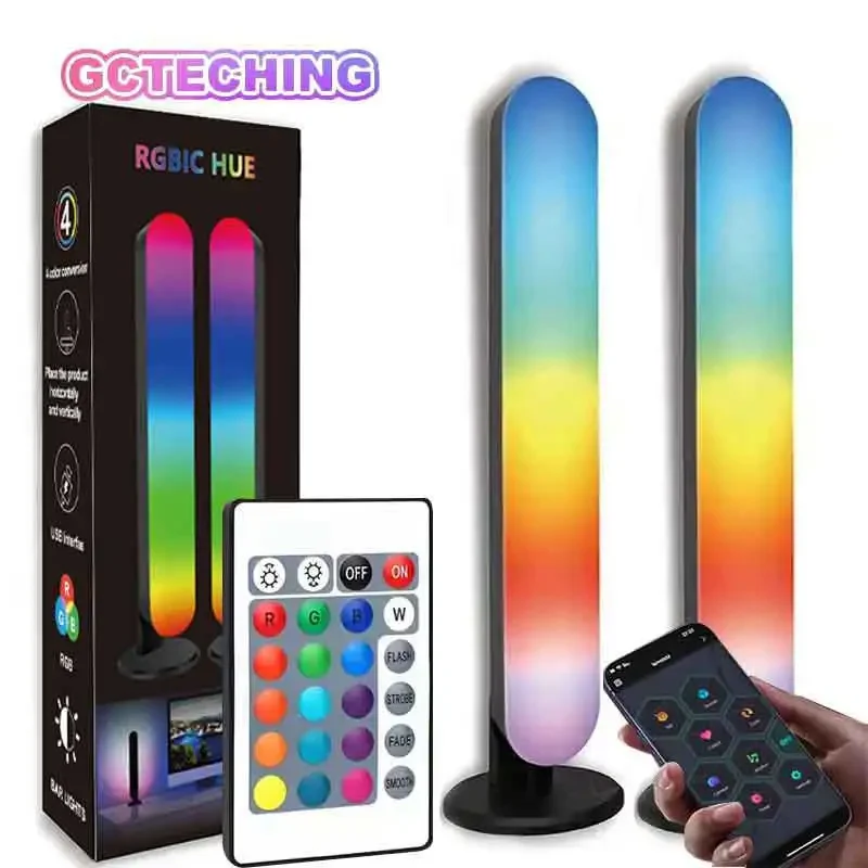 

2 шт. светодиодные RGB-бар, музыкальные ритм-светильники для игровой комнаты, телевизора и украшения вечеринки, синхронизация с музыкой, настольная лампа RGB
