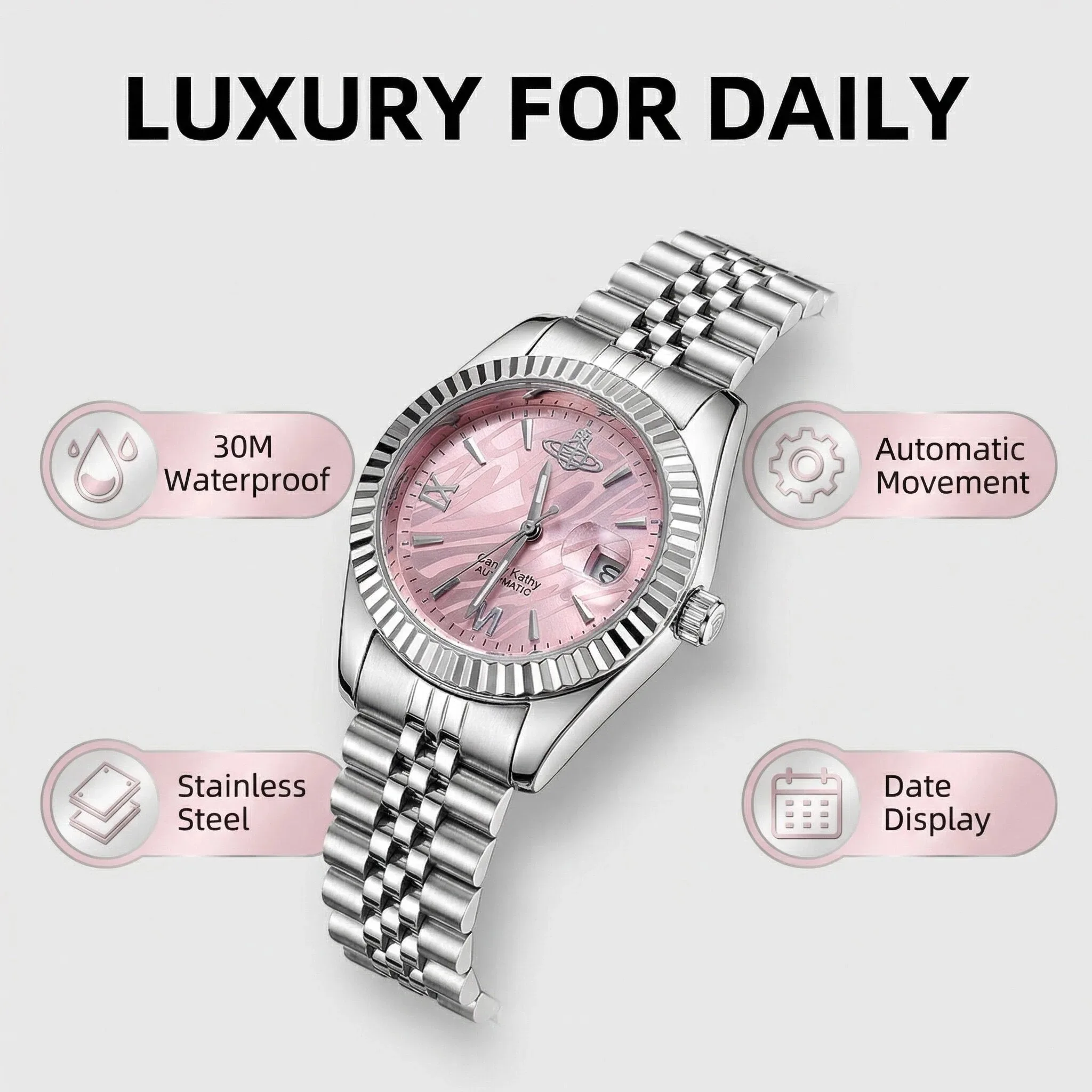 Pink-Dial Quartz Bracelet Watch — product information 2