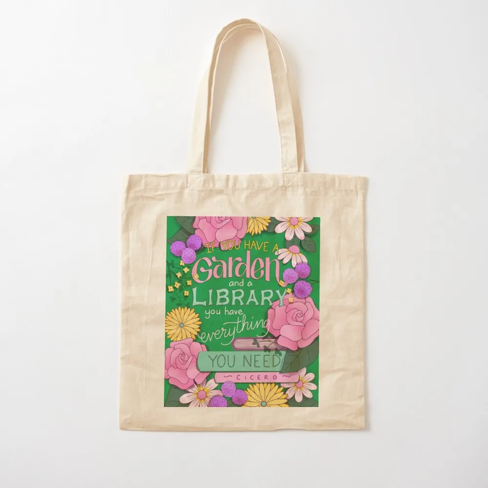 Garden and a Library is Everything You Need Tote Bag bag for beach ecological bags Canvas Tote Bag