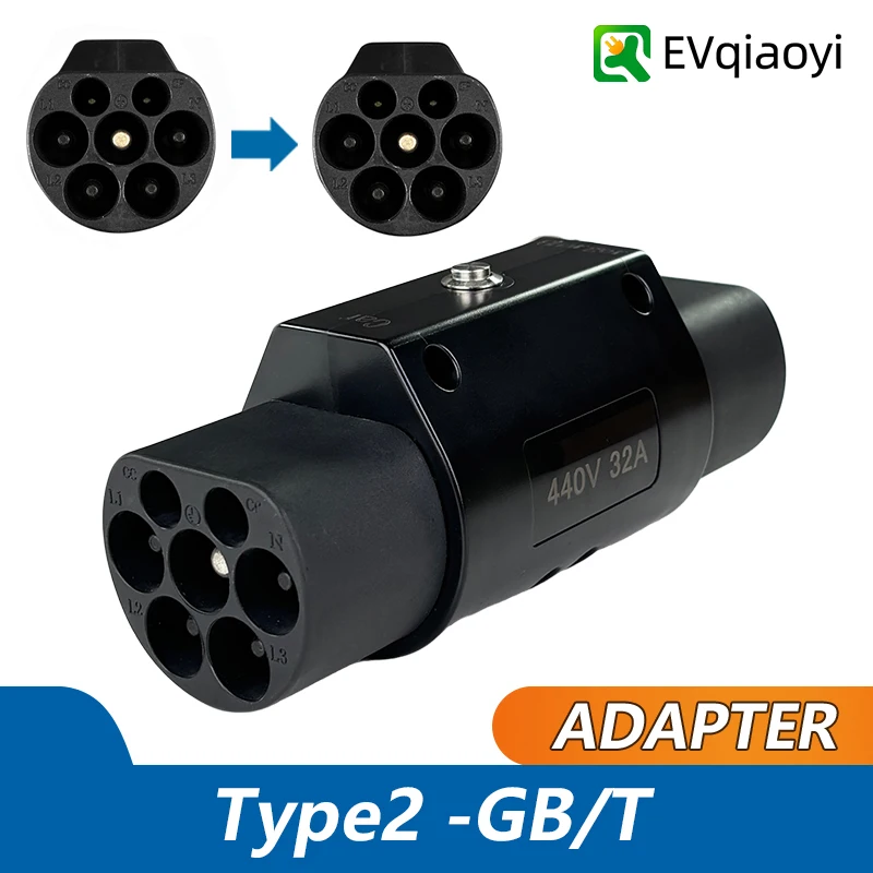 

EVqiaoyi Type2 to GB/T EV Adapter 32A 22KW Fast Charging Connecter from IEC 62196 Pile to GB/T Chinese Electric Vehicles
