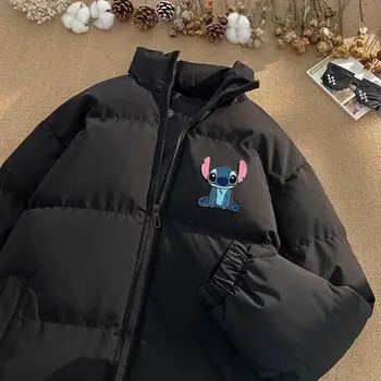 Disney Stitch heren- en dameswinter nieuwe dikke warme trendy geborduurde katoenen jas college-stijl veelzijdige paar katoenen jas