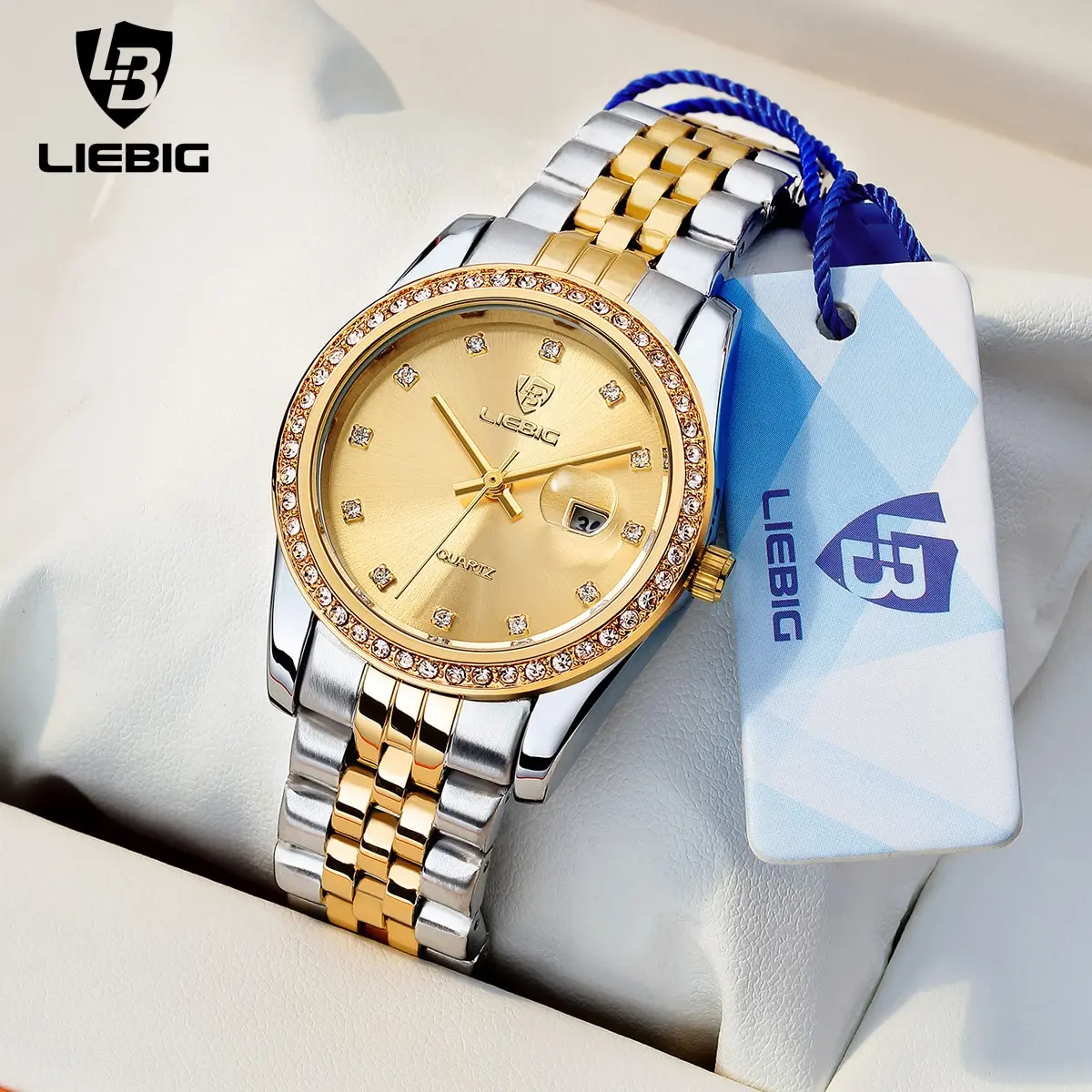 

LIEBIG Топ Роскошные полностью стальные часы Женские модные водонепроницаемые наручные часы с датой и датой Женские часы для девочек Relógio Feminino