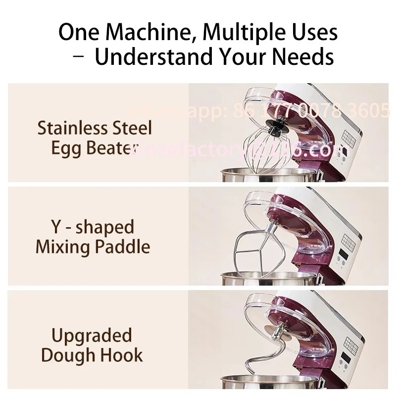 Customizable Electric Kitchen Blender Machine: Stand Mixer with Planetary Beater, Supports Dough Mixing,Processor