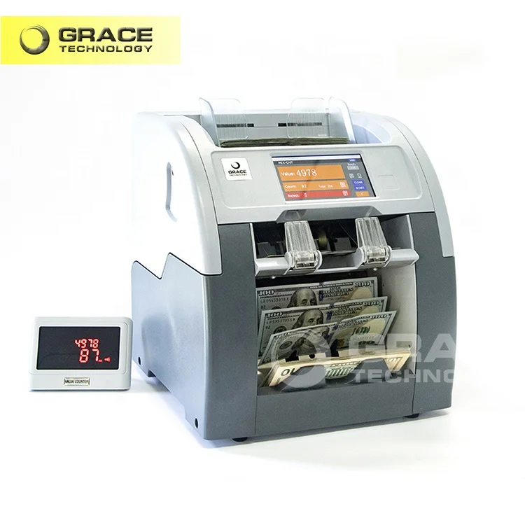 Two Pockets Bill Fitness ECB Test Professional Banknote Sorter Money Multi Currency Sorting Machine