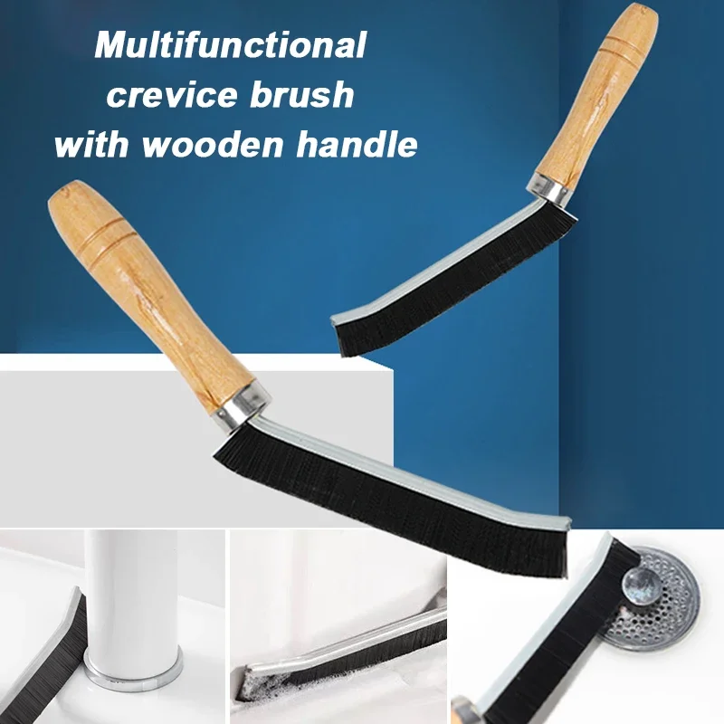 Multifunctional Wooden Handle Crevices Cleaning Brushes Tile Joints Scrubber Flexible Long Gap Cleaning Brush Nylon Bristles PP