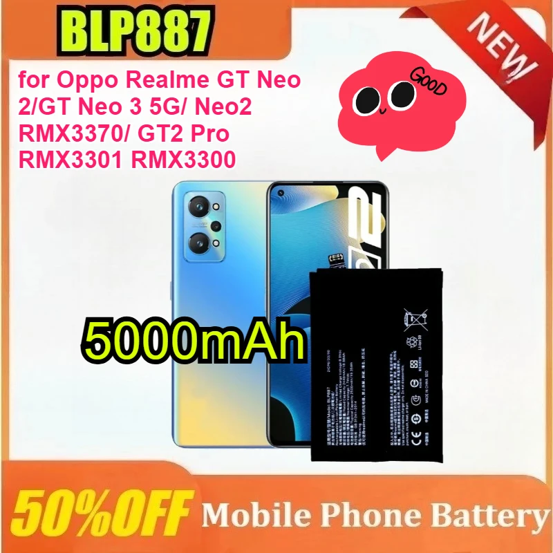 BLP887 5000mAh بطارية الهاتف المحمول ل ممن لهم Realme GT Neo 2/GT Neo 3 5G/ Neo2 RMX3370/ GT2 Pro RMX3301 RMX3300 مع أدوات #1