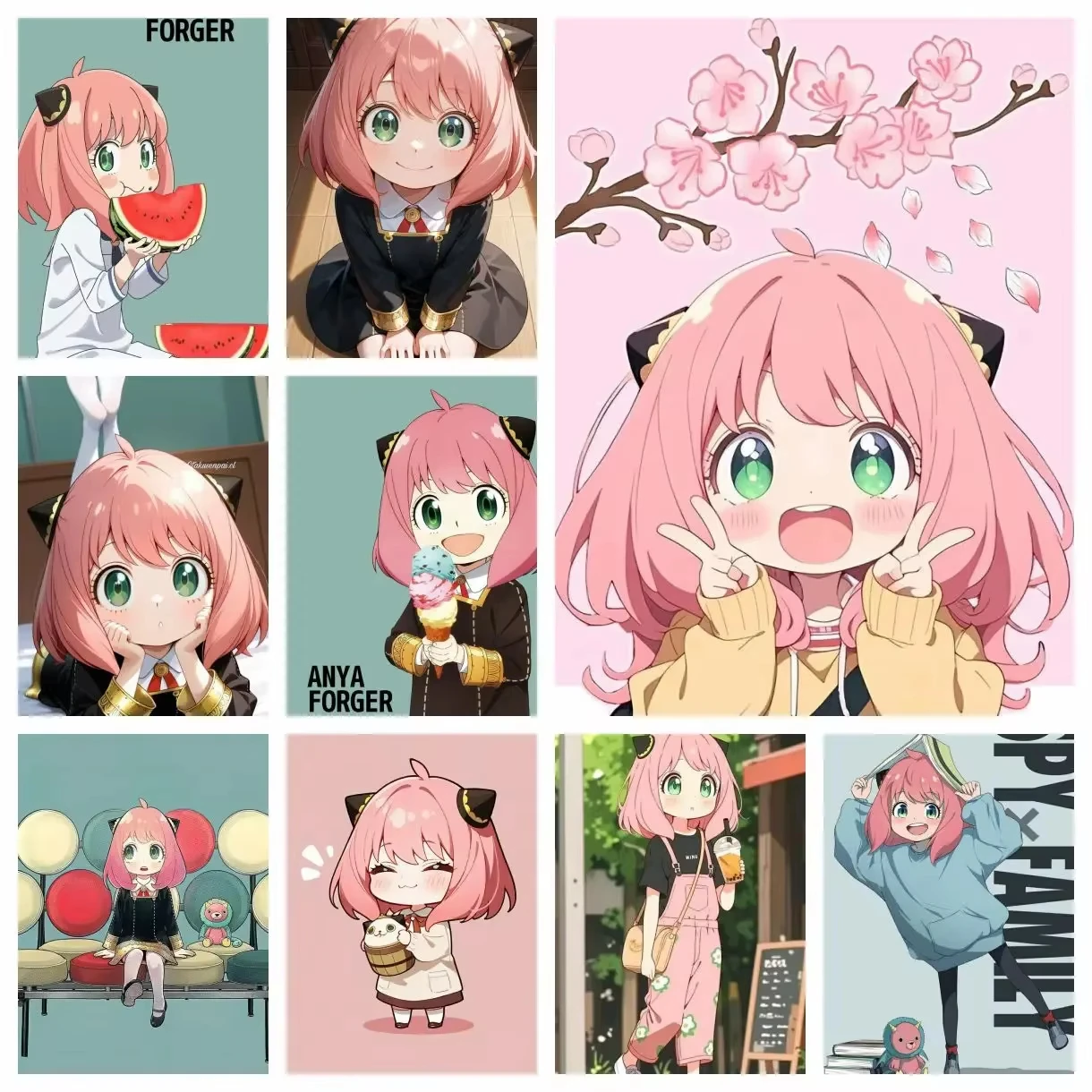 Anime Spy X Family Character Anya 5D DIY Full Square Round Diamond Painting Home Living Room Bedroom Bar Aesthetic Decoration
