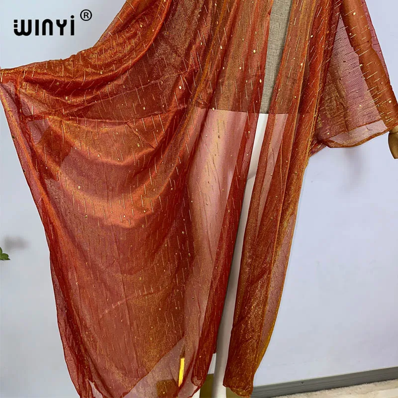 WINYI swimwear Sexy perspective gradient two-color beach coat Loose Dress Party vestido Maxi Holiday Swimming Cover ups Kimono