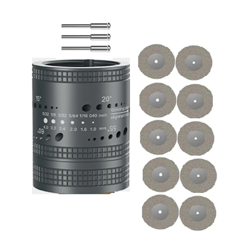 Tungsten Electrode Sharpener Grinder Head,TIG Welding Tool With Cut-Off Slot,10 Double Diamond Wheels, 3 CNC Mandrel