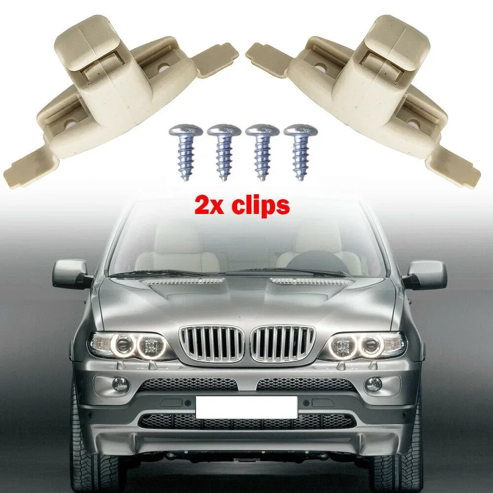 Car Accessories 2x Sun Visor Clips Holder Bracket Mount For BMW 3 5 7 Series E46 E38 E39 E53 Beige ABS Metal Hight Quailtly