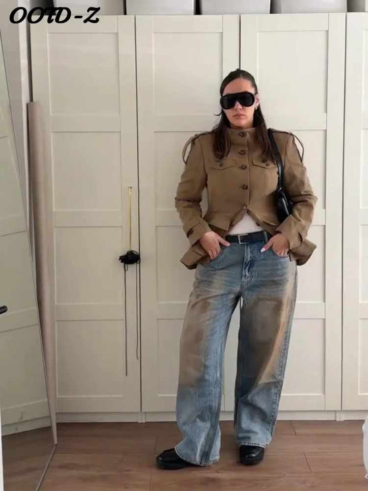 

Повседневная однотонная куртка с воротником-стойкой, женская однобортная уличная куртка с длинными рукавами и карманами, женская осенняя мода 202, женская верхняя одежда