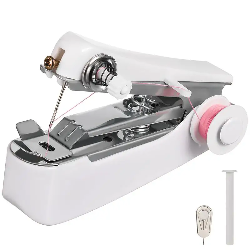 Home Handheld Sewing Machine Protable Outdoor Travel Clothes Fabrics DIY Stitchin Sew Tool Mini Manual Stitch Needlework Machine