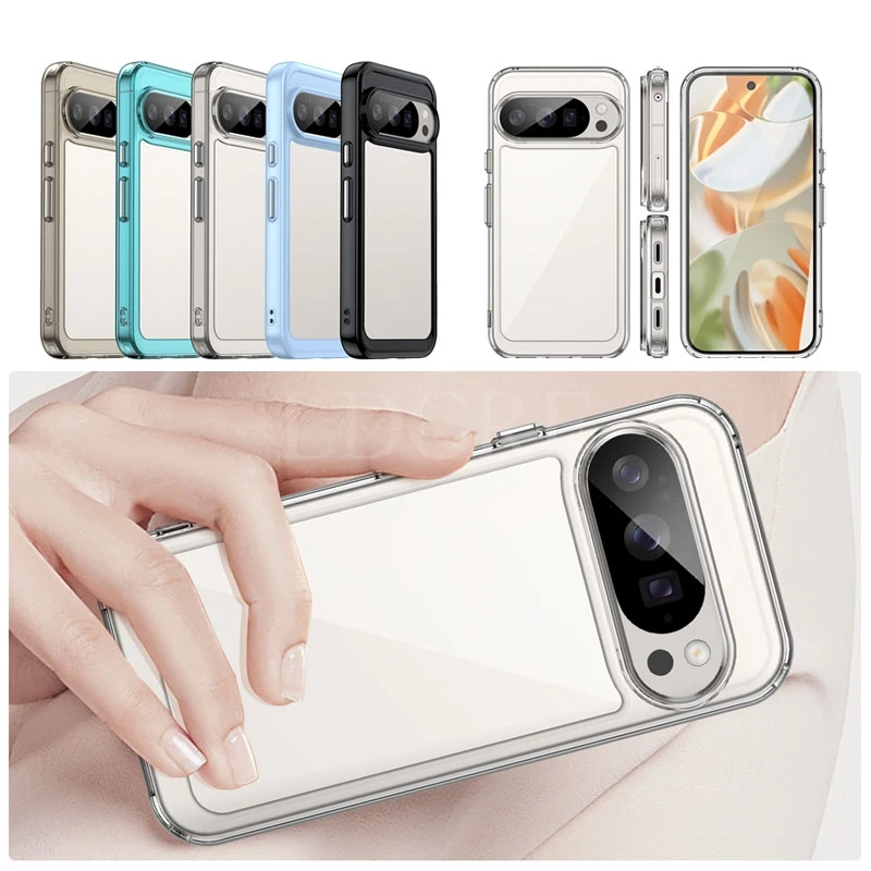 حافظة لهاتف جوجل بيكسل 10 برو فاخرة من السيليكون الشفاف حافظة حماية ممتصة للصدمات من البولي كربونات Pixel 10 Pro XL حافظة هاتف من البولي يوريثان غطاء مقاوم للصدمات