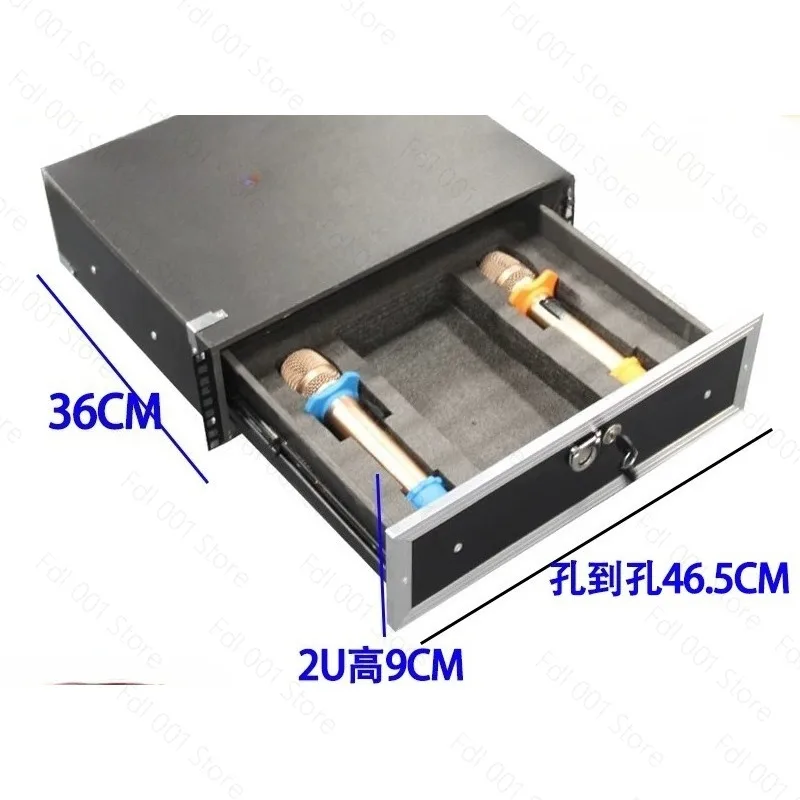 2U Lockable Wooden Rack Drawer with Foam Interior for Audio Equipment