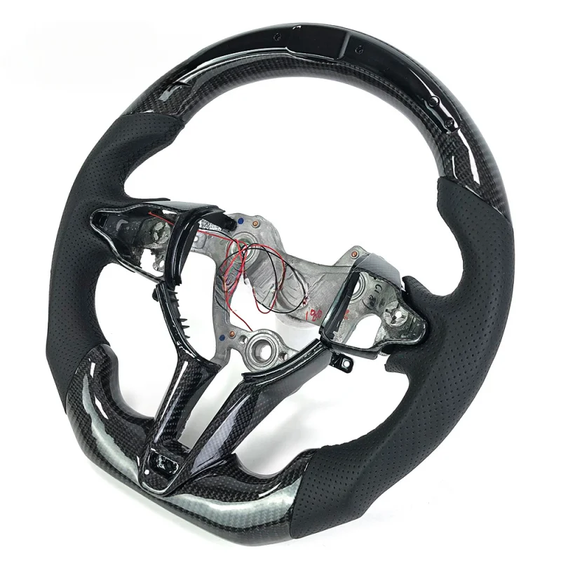 For Hyundai Racing Style LED Carbon Fiber Perforated Leather Flat Bottom Steering Wheel| Elantra N.| Track/Daily Use