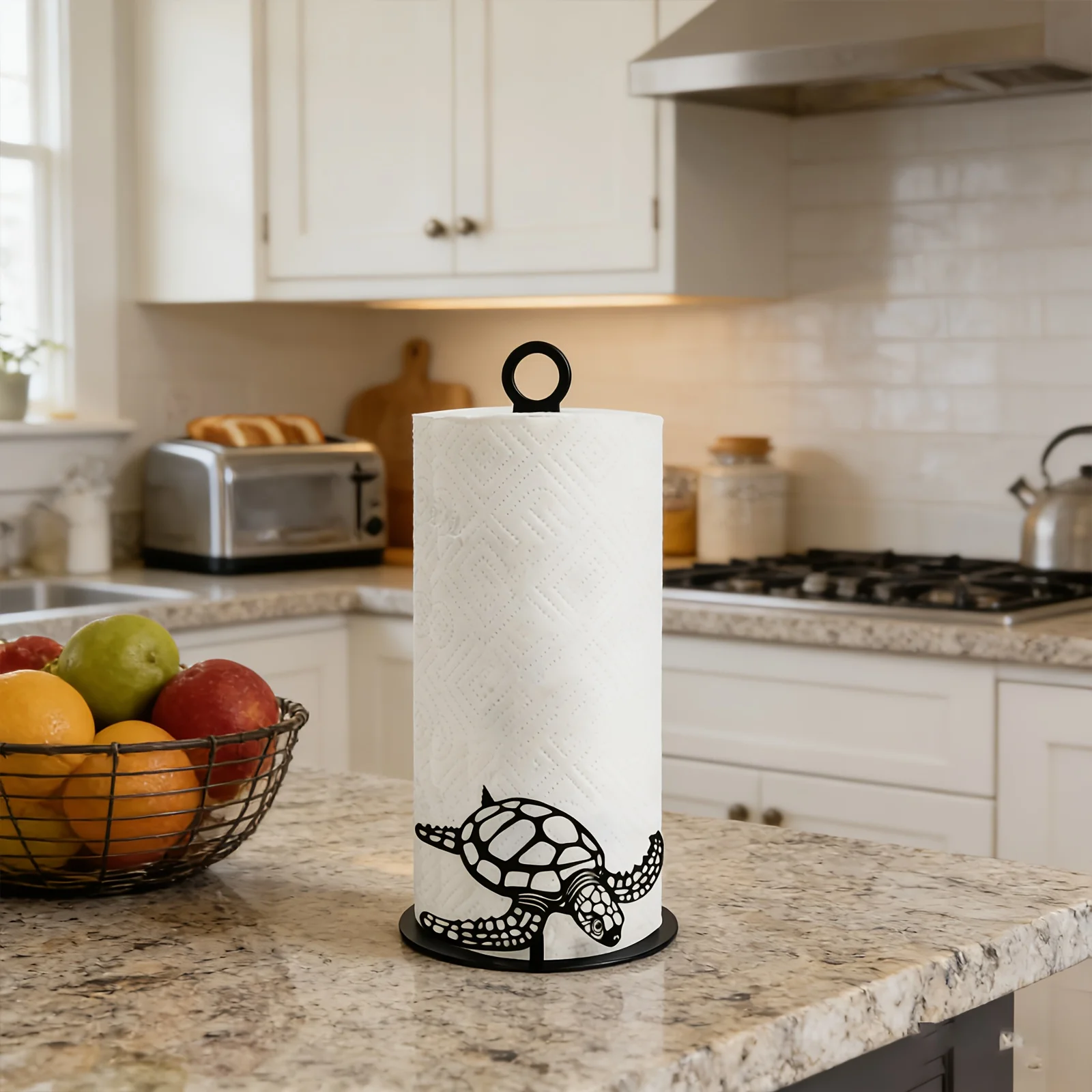 Metal Kitchen Countertop Turtle-shaped Paper Towel Holder Practical Storage Creative Decoration Two-in-one Rust-resistant