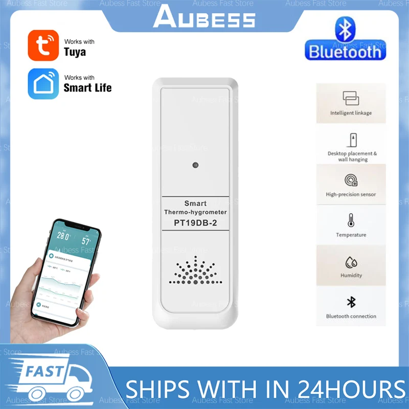 Aubess Tuya Mini Smart Temperature Humidity Sensor Smart Home Indoor Outdoor Thermometer Hygrometer Via Smart Life APP Control