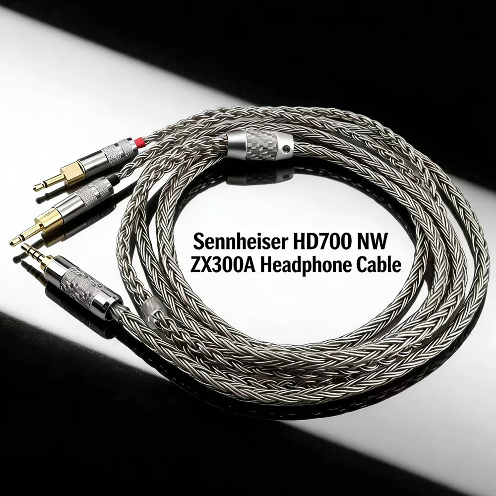 16 Cores Silver Plated HiFi Cable 6.35mm 3.5mm 4.4mm Male to Dual 2.5mm Adapter for Sennheiser HD700 NW ZX300A Headphone