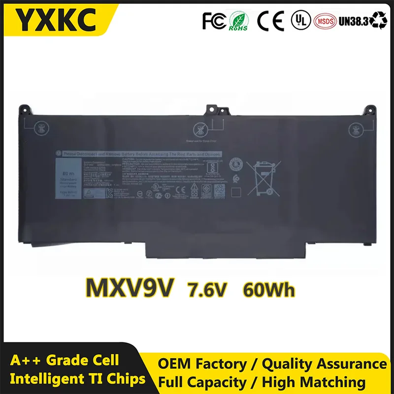 

YXKC MXV9V 7.6V 60Wh Laptop Battery For Dell Latitude 7300 7400 5300 13 5310 5300 5310 2 in 1 Series Series 829MX 05VC2M 5VC2M