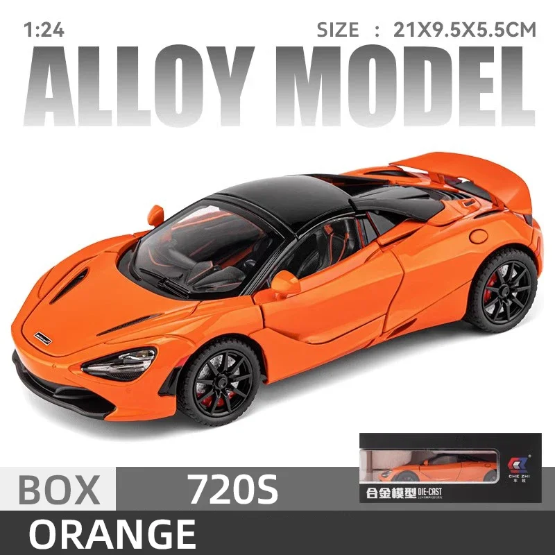 1/24 Scale McLaren 720s Super Sportcar Alloy Diecast Simulation Model Car With Sound And Light Pull Back Toys For Children Gifts