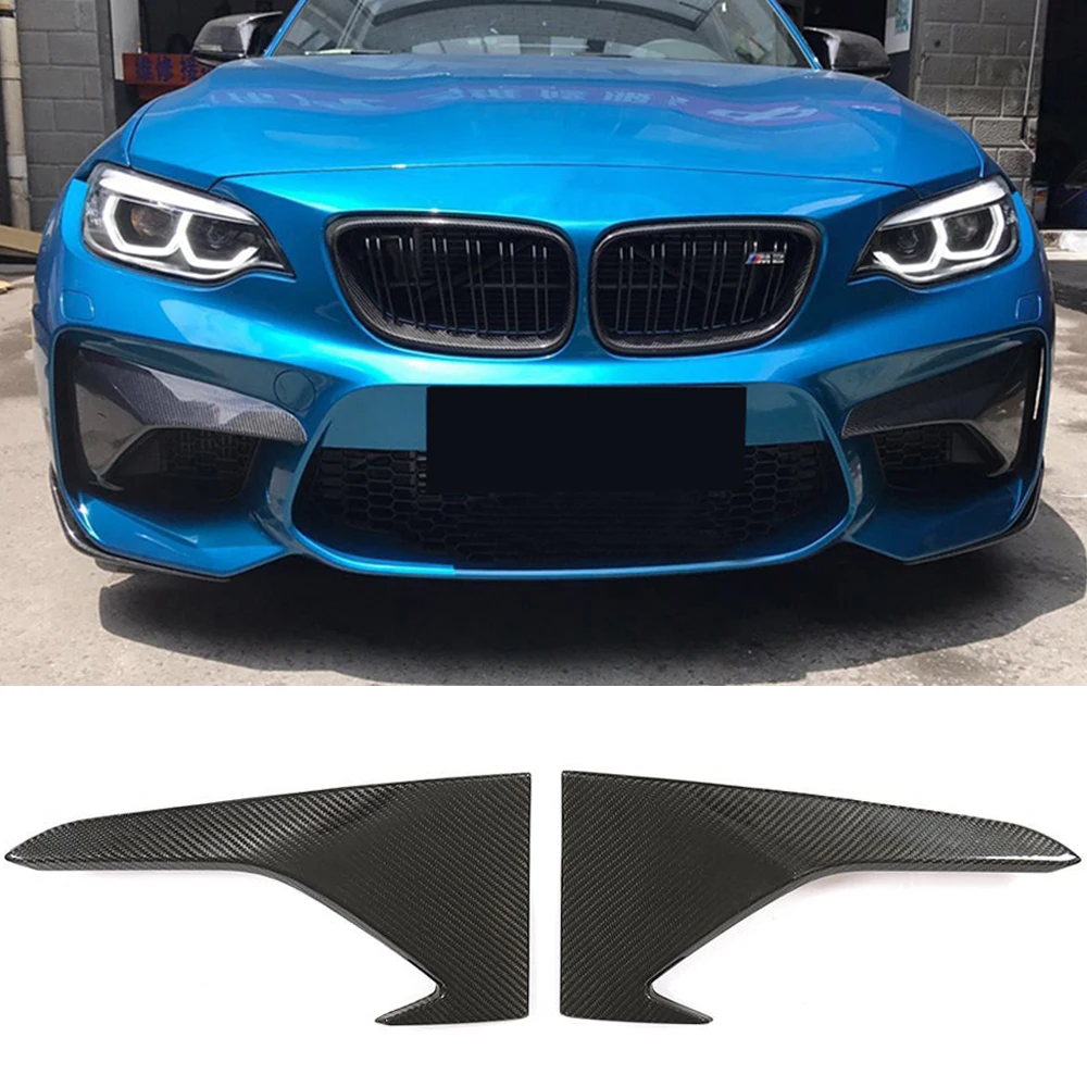 Car Front Bumper Air Vent Fender Trims For BMW 2 Series F87 M2 16-18 Front Bumper Upper Splitters Fog Lamp Covers Carbon Fiber