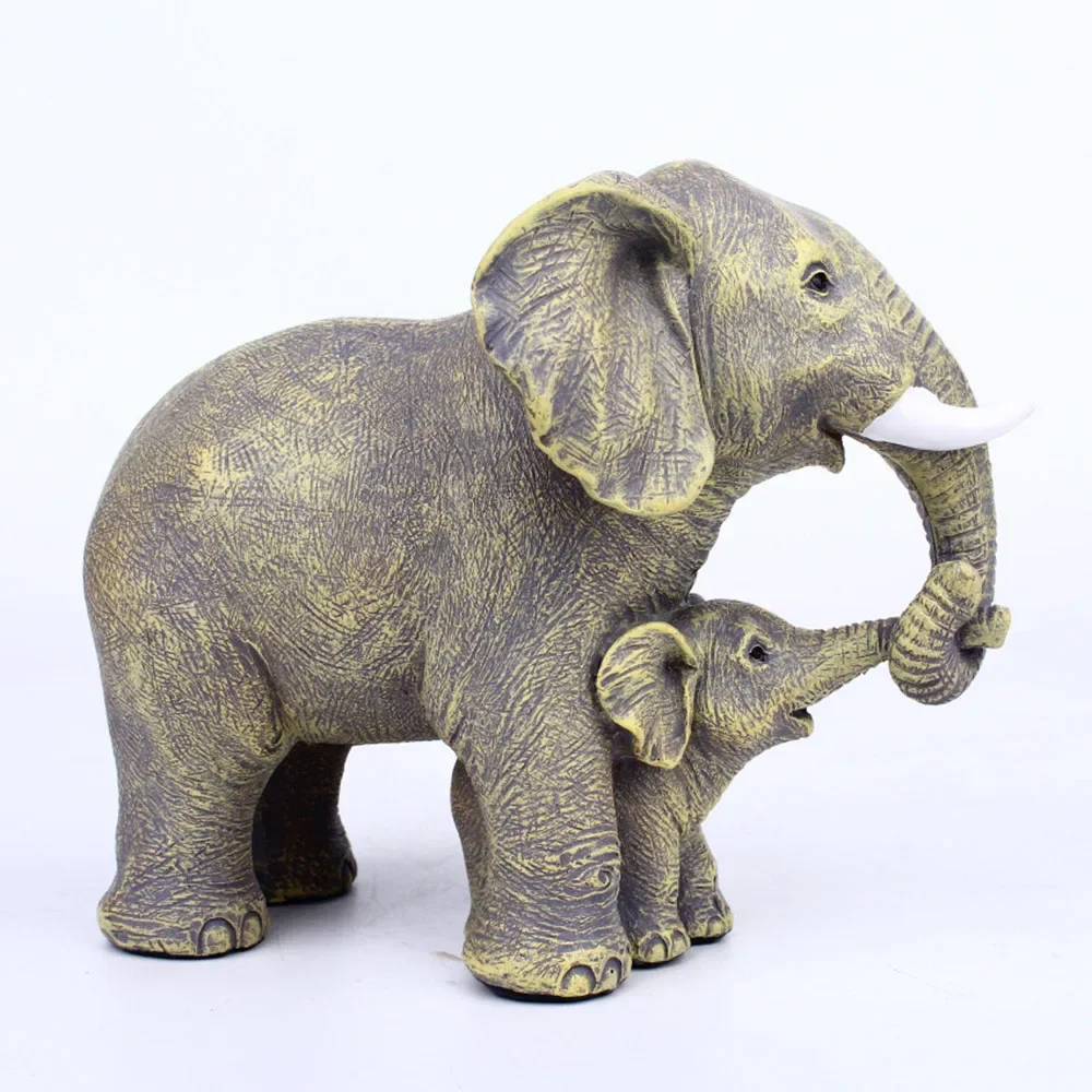 Mother and Child Elephant Resin Crafts Living Room Office Home Decoration Ornaments Christmas Gifts Sculptures and Figurines