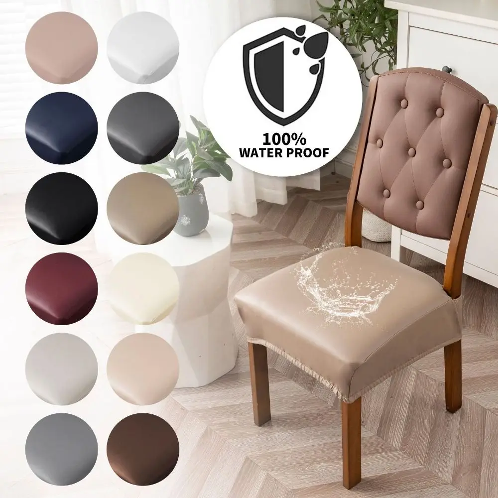 Durable PU Dining Chair Covers Waterproof Pet Claw Resistant Seat Covers Oil-proof Transparent Clear Seat Protector Home Use