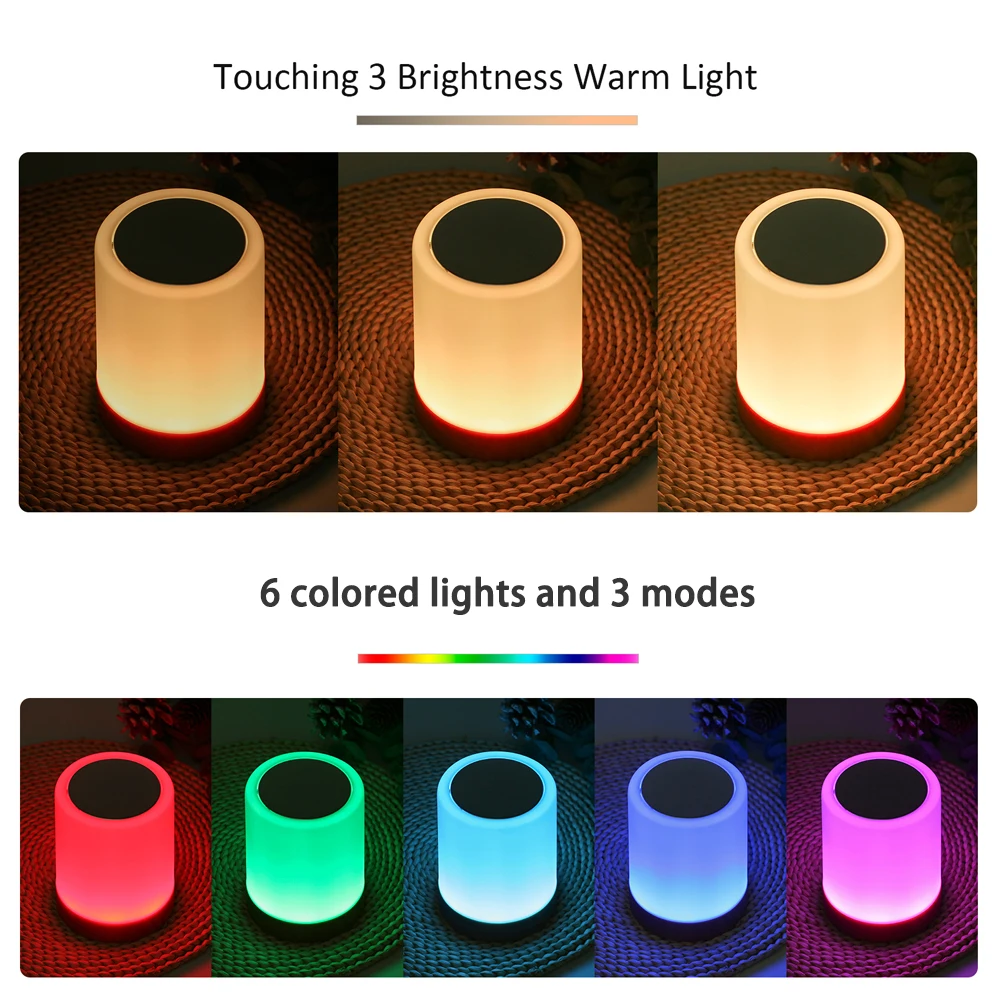 Touch the Night Light, Table Lamp, Bedroom Bedside Lamp, Color Light, Ambient Light, Color Changing Light, Dimmable USB Charging