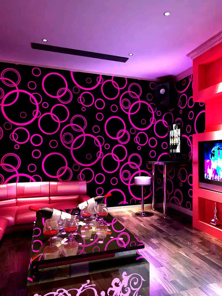 Non-Adhesive PVC Tech-Inspired Wallpaper,53cm x 9.5m,for KTV,Disco,Bars,Karaoke, Flashy Red Yellow Blue Purple Green Orange Pink