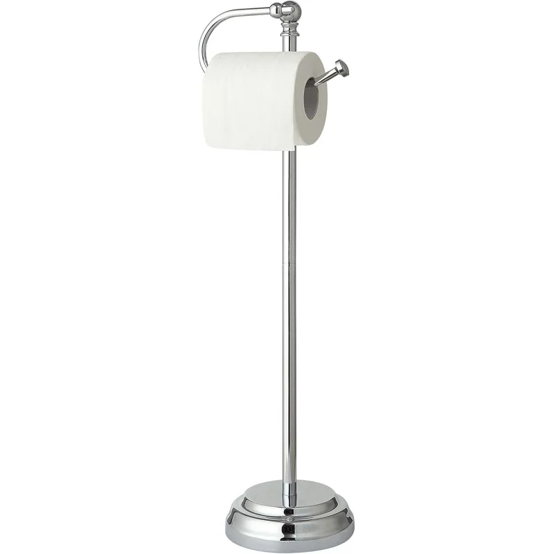 

Classic Free Standing Toilet Paper Holder - Premium Bathroom Tissue Roll Stand with Stable Base for Home/Hotel Restroom