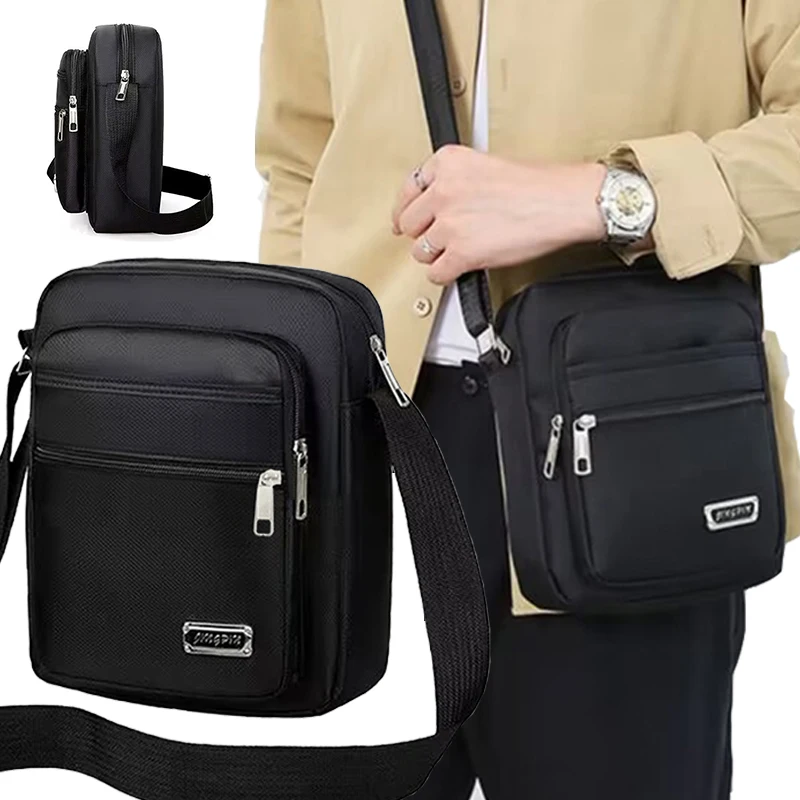 

Повседневная многослойная сумка через плечо большой вместимости в корейском стиле из ткани Оксфорд, мужская сумка, деловая сумка, держатель для кошелька