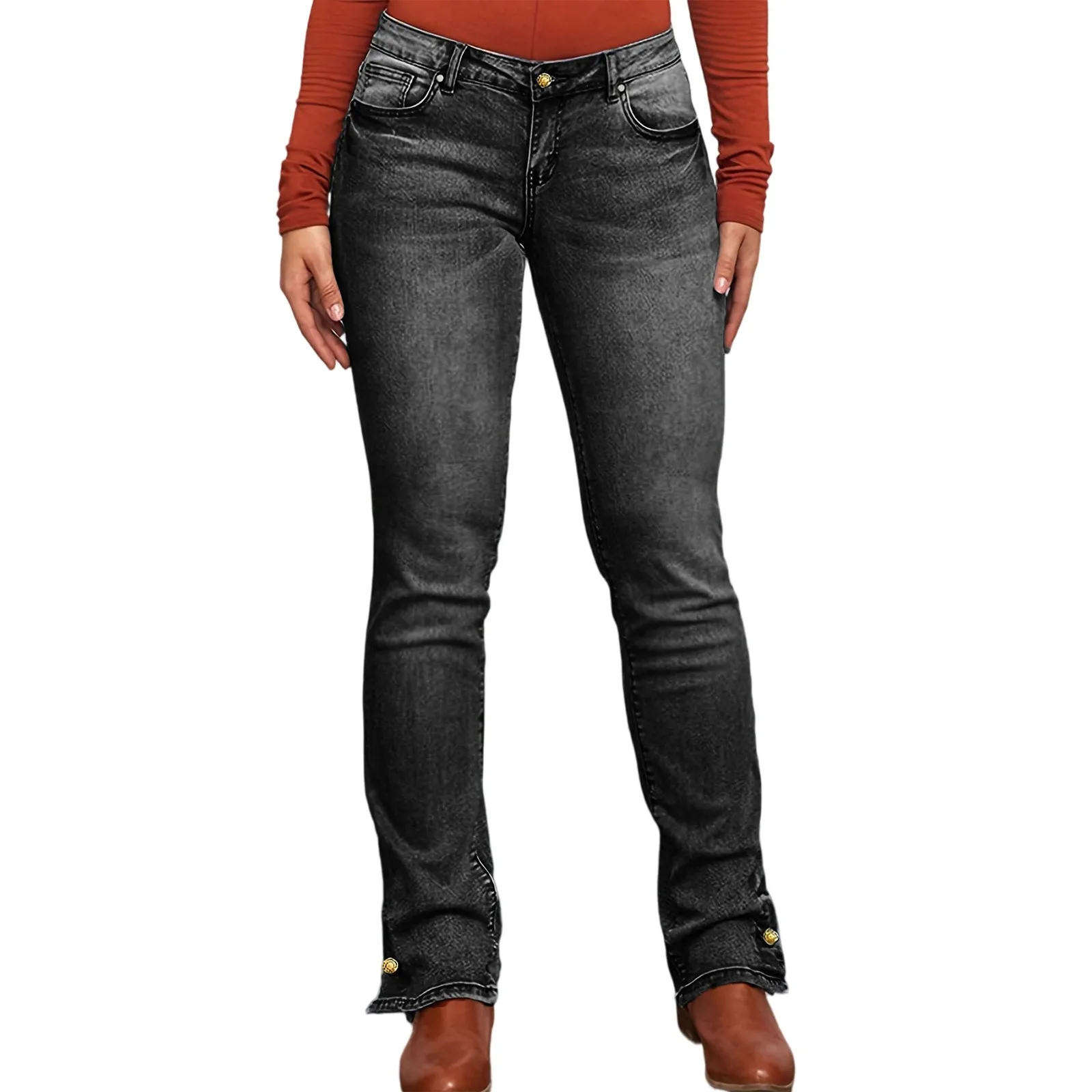 المرأة الكلاسيكية الدنيم السراويل أزياء خمر منخفضة الخصر نحيل الدينيم السراويل اليومية السببية تنوعا العصرية الشارع الشهير الجينز #5