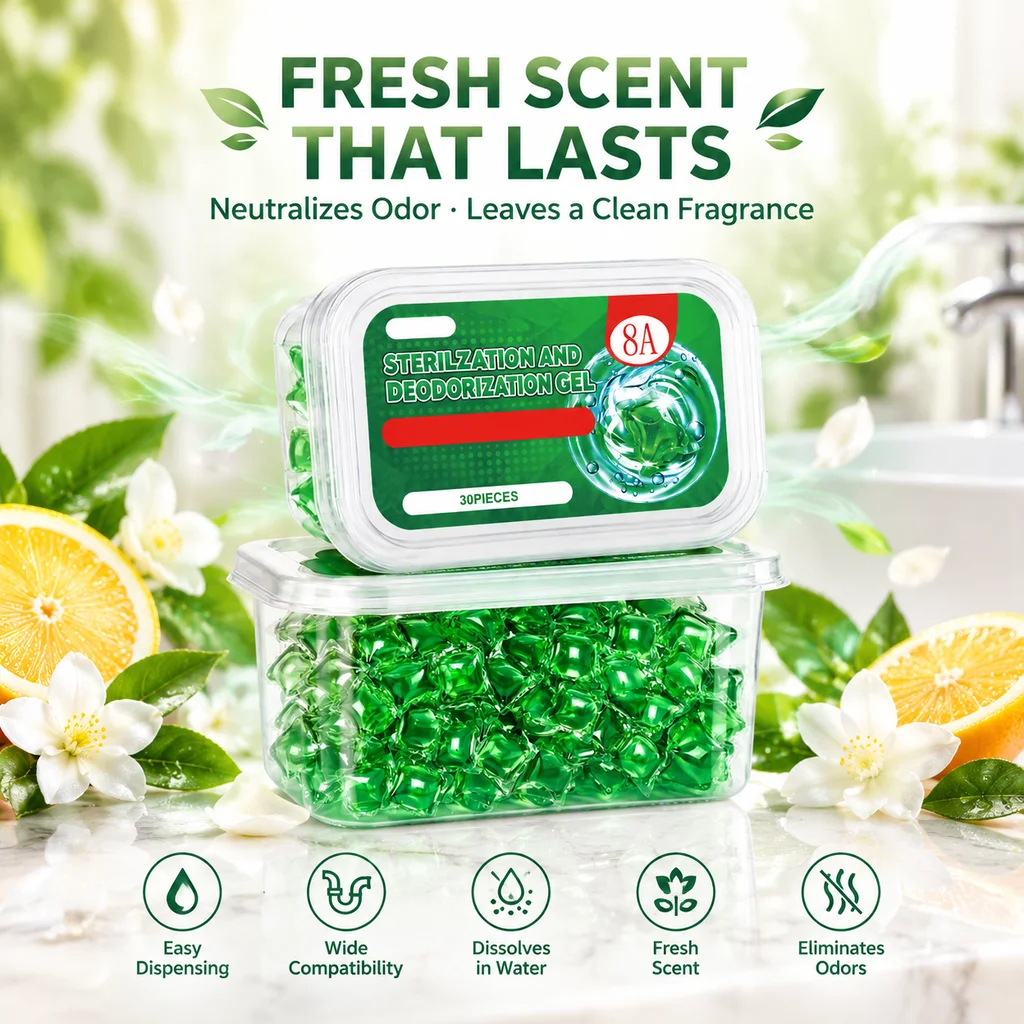 Pipeline Odor Remover Beads Powerful Deodorizing Dissolves in Water Use Long Lasting Fresh Scent Pipeline Deodorizing Gel Beads