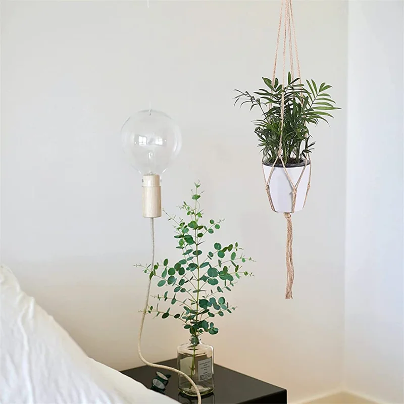 1/2/3pcs Flower Pot Hemp Rope Hanging Net Straw Macrame Plant Hanger Garden Holder Legs Hanging Rope Basket Balcony Decor
