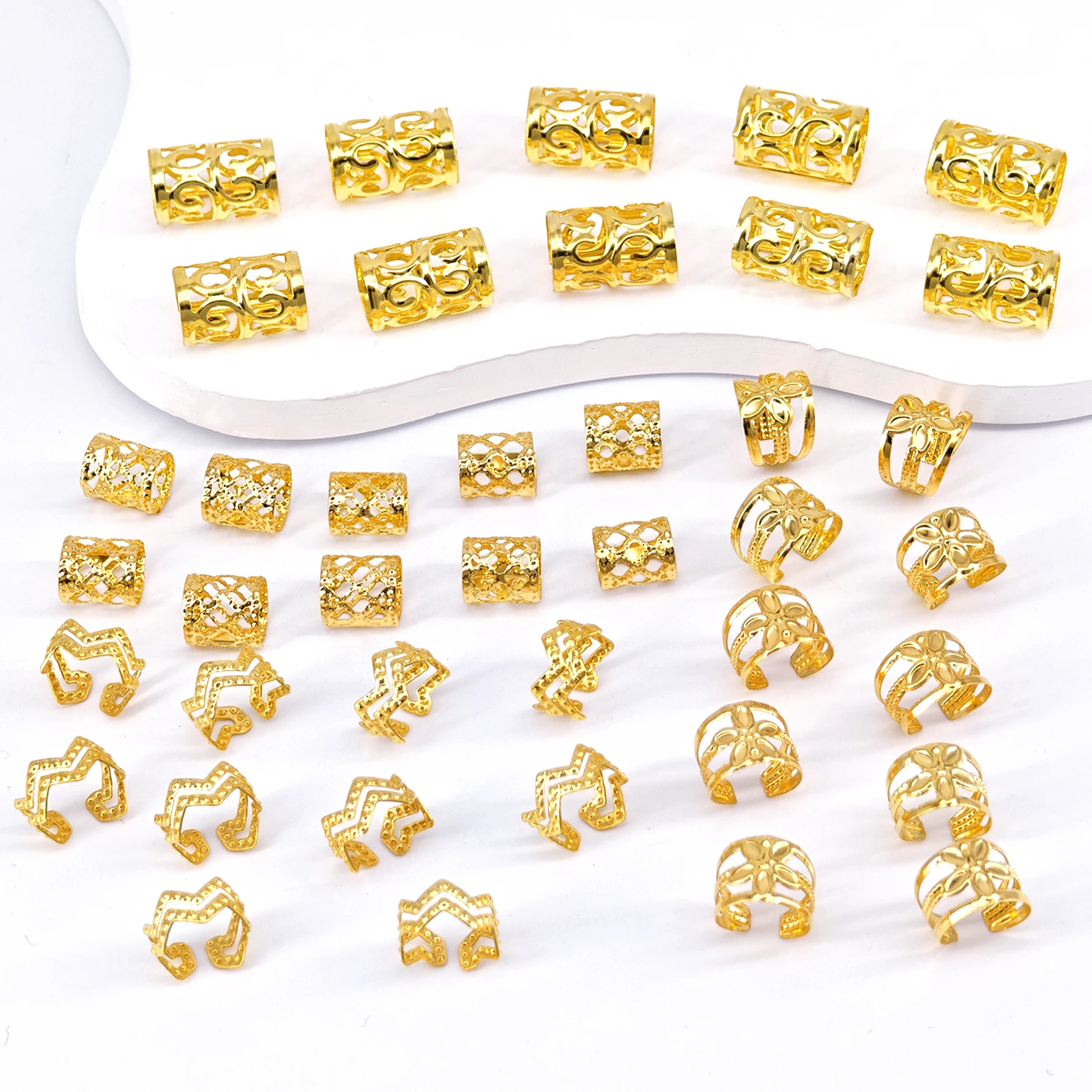 40 ピース/セットヴィンテージ中空ヘアリング合金ヘアカフヘ - Vintage Fashion Rings のレビューと価格