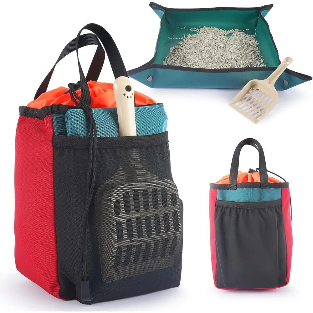 

Переносной лоток для кошек (комплект 3-в-1) – складной лоток + мешок для уборки + совок (портативный лоток для путешествий с кошками)