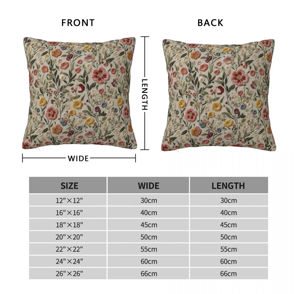 Meadow Flowers Faux Embroidery Pillowcase Polyester Linen Velvet Creative Zip Decorative Pillow Case Car Cushion Cover