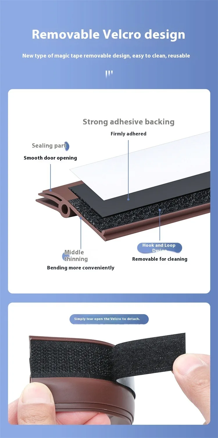1–4 Stück 93 cm PVC-Türboden-Dichtungsstreifen, wasserdicht und verschleißfest, abnehmbarer, wind- und staubdichter Türspalt-Dichtungsstreifen – Detail 4
