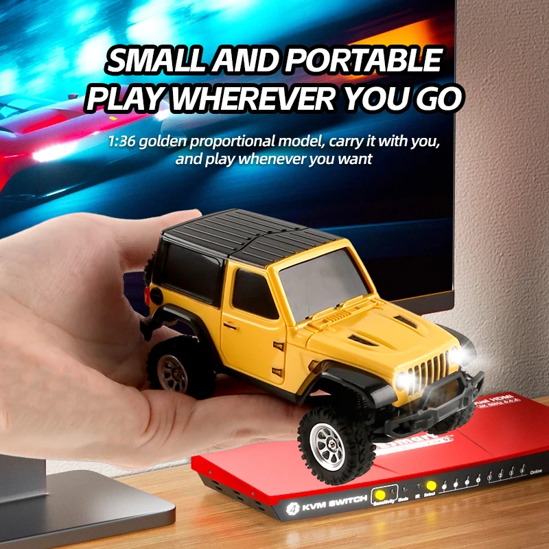 Samochód RC Mini 1:36 Off-Road Niezależne Zawieszenie Zwyciężający Płaskowyścig Symulacja Fajny Prezent Elektryczny Samochód z Oświetleniem Model w Skali 1:36