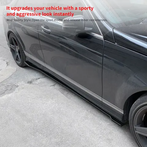 Biltillbehör Kolfiberutseende Sidokjolar Kit Läpplist Spoiler För Mercedes Benz C-Klass W204 C63 2007-2014 6 best sales w204 sidokjol - №1